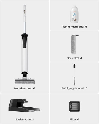 Nat-droogzuiger – Stofzuiger – Schoonmaakapparaat – Vloerreiniger – Multifunctionele Zuiger – Intelligente Vlekherkenning – 17.000 Pa Zuigkracht & 180° Ligdesign