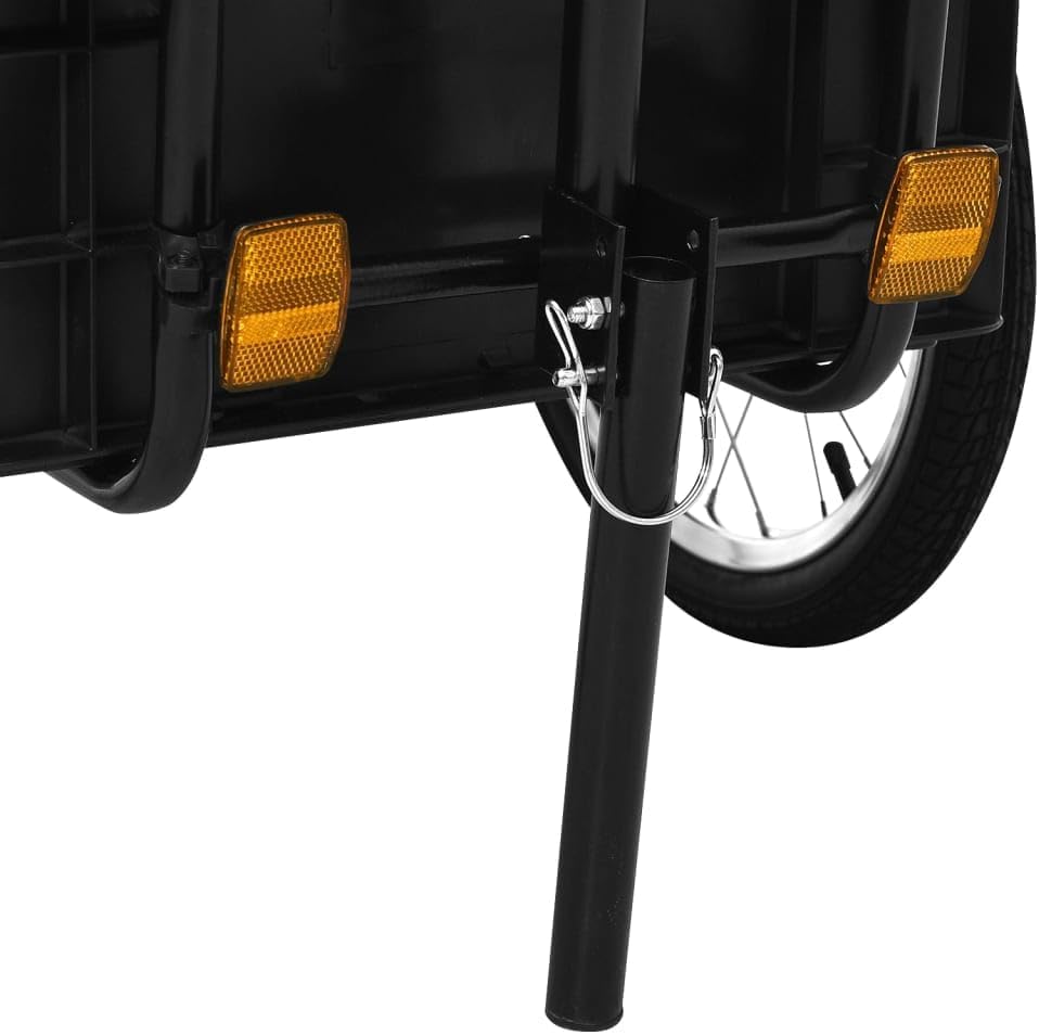 Fietskar – Fietstrailer – Transportkar – Handkar – Fietstrolley – Stalen Frame – 50 kg Belastbaar – Weerbestendige Afdekhoes – Zwart