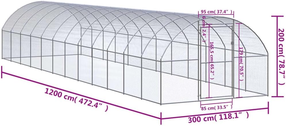 vidaXL Chicken coop 3x12x2m galvanized steel - QUORE