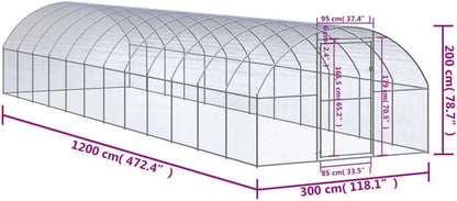 vidaXL Chicken coop 3x12x2m galvanized steel - QUORE