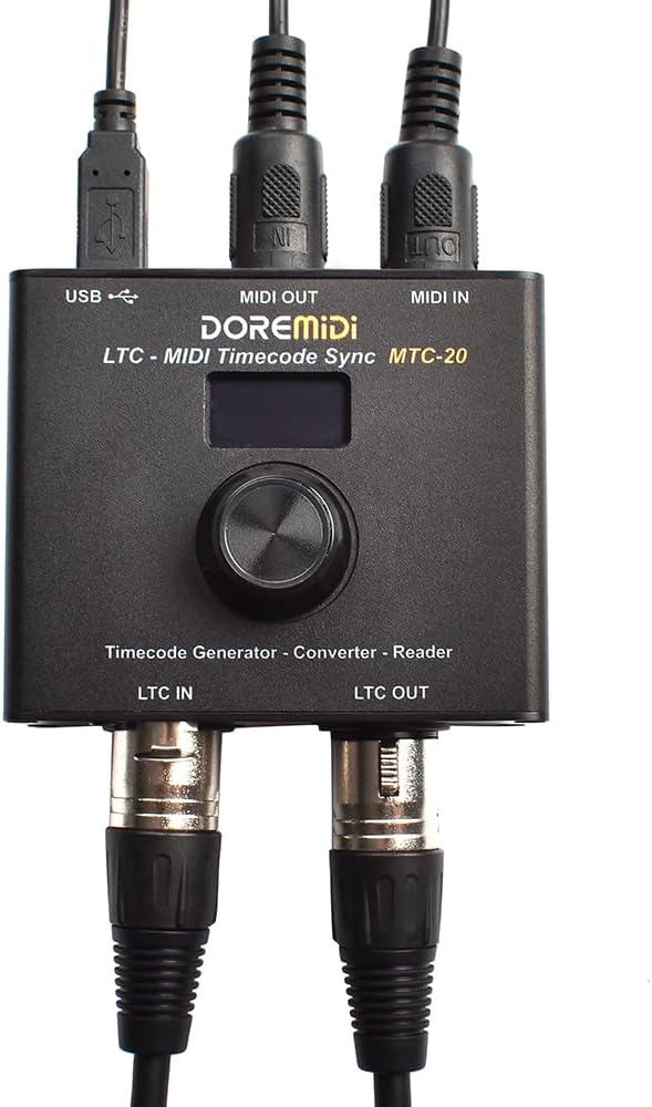 LTC-MIDI Tijdcodesynchronisatie – MIDI LTC Syncbox – Tijdcodeconverter – Tijdcodegenerator – Tijdcodelezer – USB MIDI Interface – OLED Display