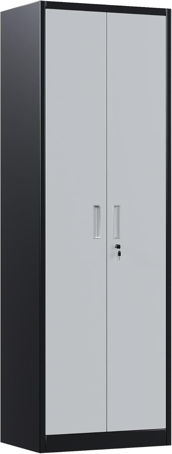 Archiefkast, metalen kast met 4 in hoogte verstelbare planken, plaatstaal met poedercoating, stalen kast voor gereedschap, garage H180 cm x B60 cm x D40 cm (Zwart/Grijs)