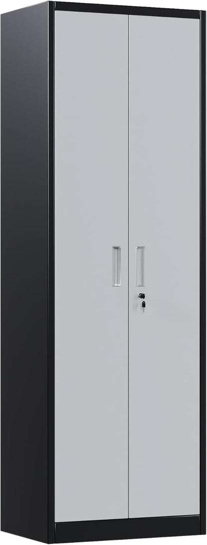 Archiefkast, metalen kast met 4 in hoogte verstelbare planken, plaatstaal met poedercoating, stalen kast voor gereedschap, garage H180 cm x B60 cm x D40 cm (Zwart/Grijs)