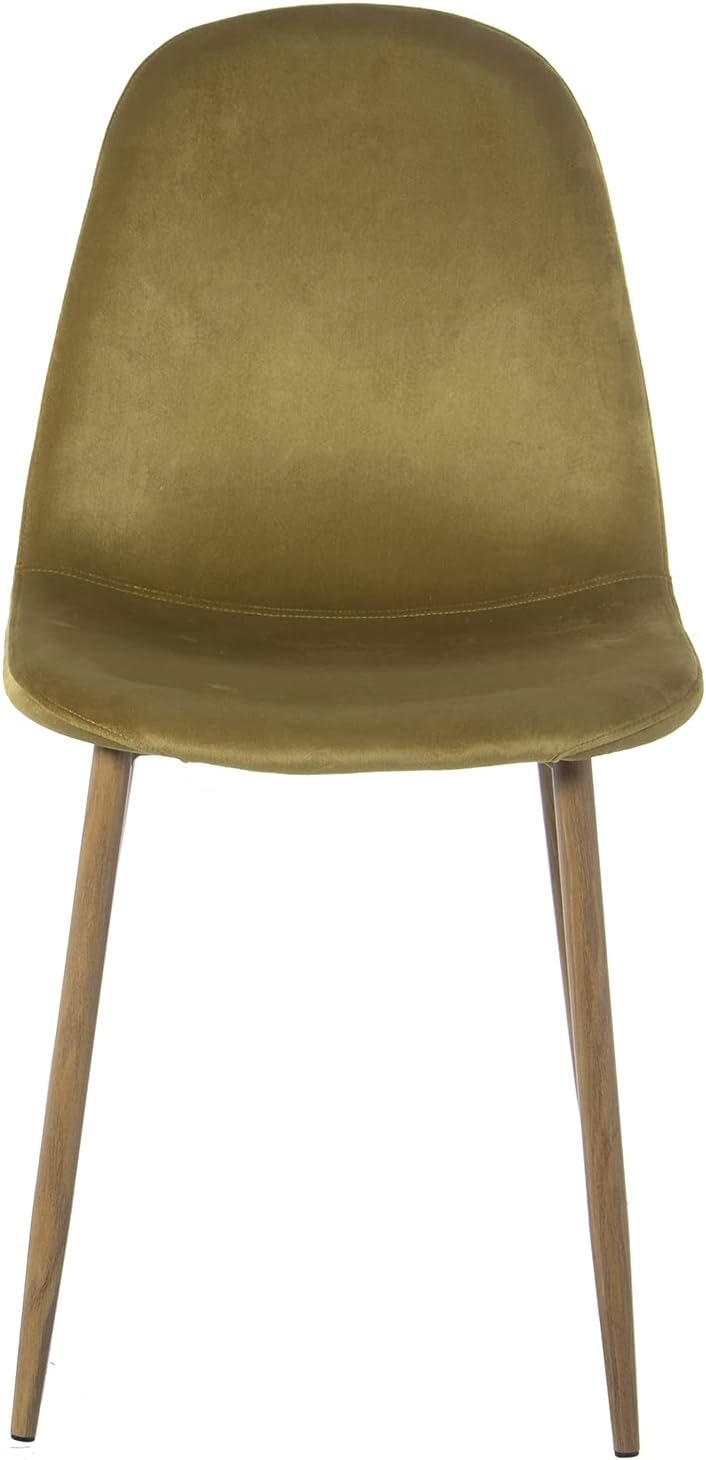 DRW Set van 4 stoelen van hout en metaal, gewatteerd, groen, 44,5 x 47 x 89 cm, zithoogte 47 cm