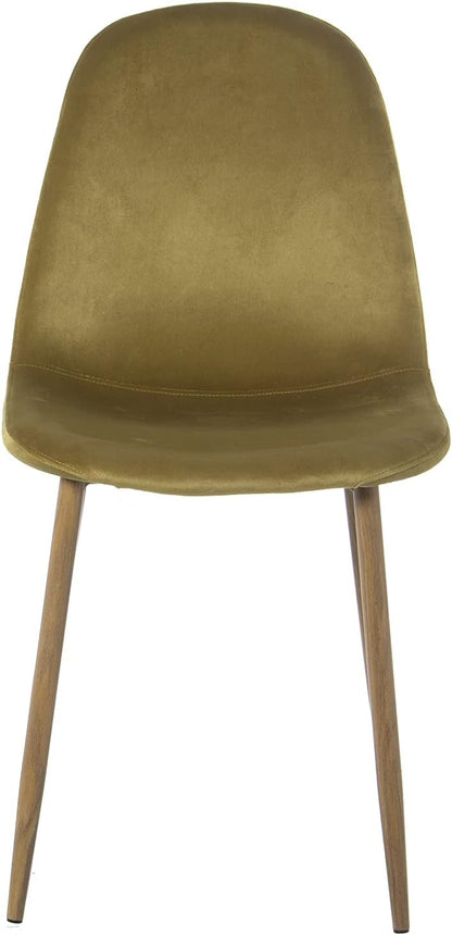 DRW Set van 4 stoelen van hout en metaal, gewatteerd, groen, 44,5 x 47 x 89 cm, zithoogte 47 cm