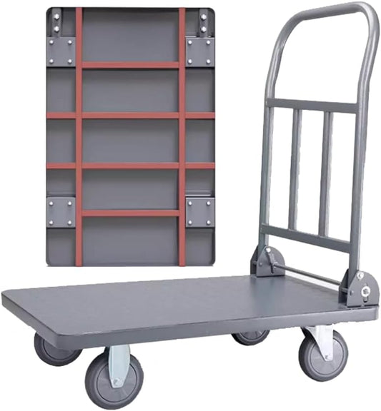 Platformwagen – Transportwagen – Handwagen – Plateauwagen – Magazijnwagen – 300 kg Draagvermogen – Opvouwbaar met Stevig Stalen Frame en 127 mm Rubberen Wielen