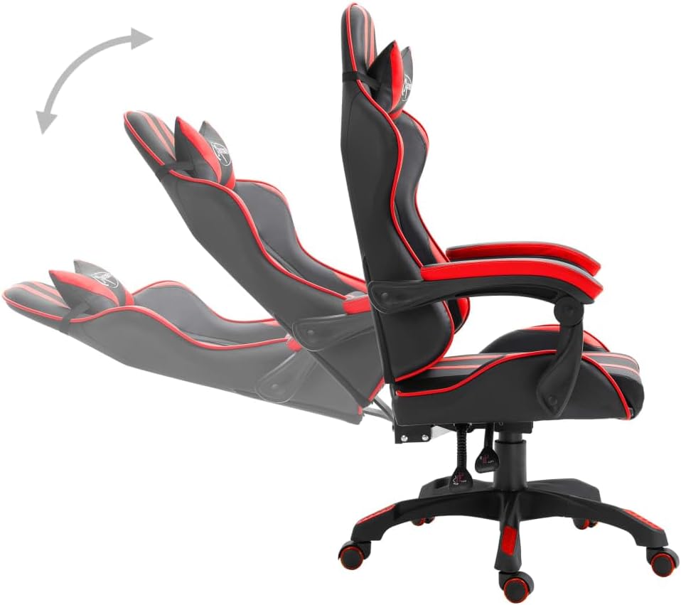 Gamingstoel – Bureaustoel – Gamestoel – Draaistoel – Ergonomische Stoel – Verstelbare Hoogte – Kantelmechanisme – Rood-Zwarte PU Bekleding