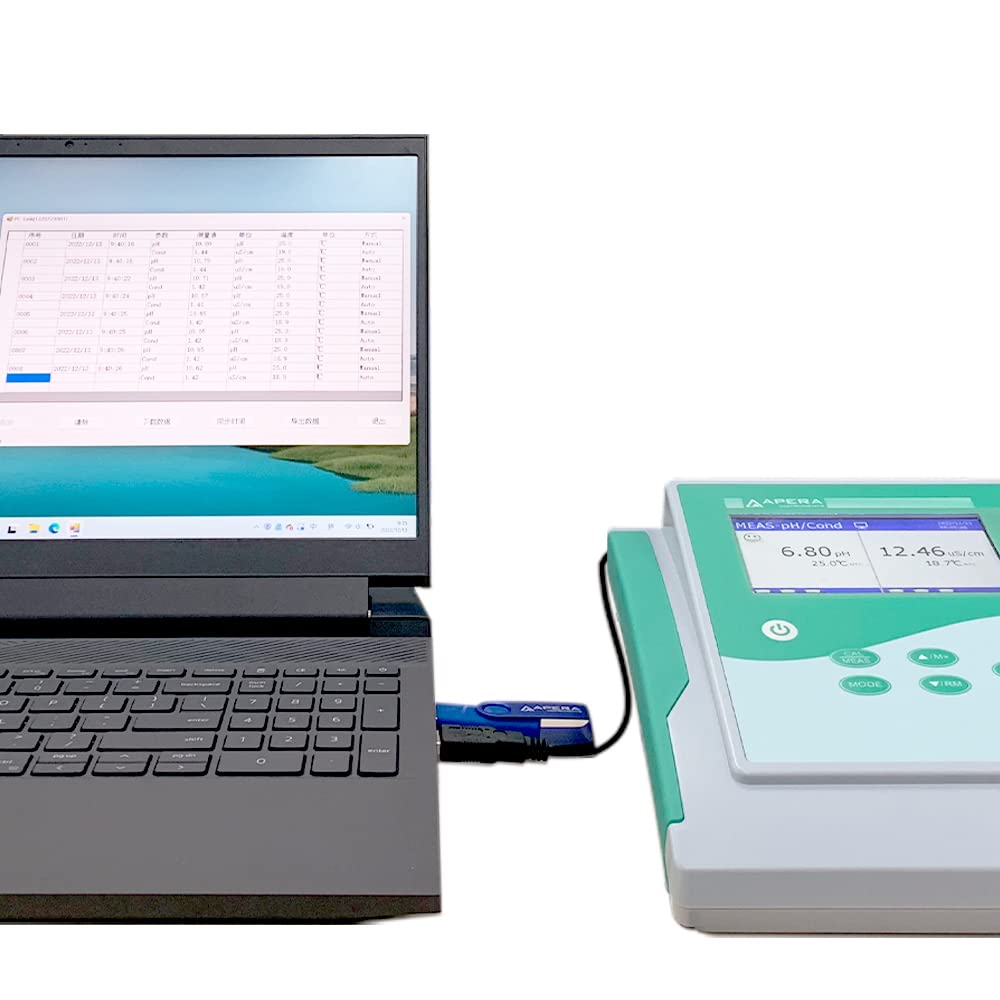 Apera Instruments PC910 pH-/geleidbaarheid laboratoriummeter (pH-meetbereik 0 tot 14,00; geleidingsmeetbereik totaal: 0 tot 200 mS/cm)