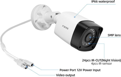 Fuers Outdoor camera, 5 MP bewakingscamera voor buiten, 2 stuks buitencamera met persoonsherkenning, draadloze beveiligingscamera met nachtzicht in kleur, IP66, smart weergave, 24/7 continue opname
