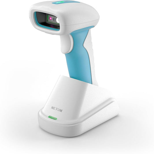 NETUM RD-1962 Blauw-Witte Antimicrobiële Draadloze 1D 2D Barcodescanner 1280×800 CMOS-Sensor 2.4G + Bluetooth IP67 (Wit- RD1962)
