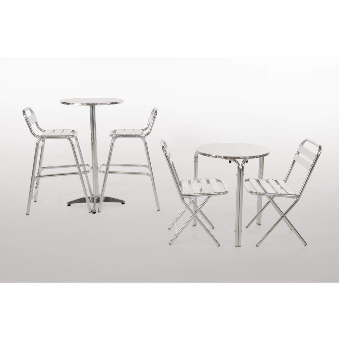 Bolero Hoge Tafel 60cm - Roestvrijstalen Weerbestendige Ronde Bar Bistro Pub Tafel Terras Tuinmeubilair voor Binnen & Buiten U502