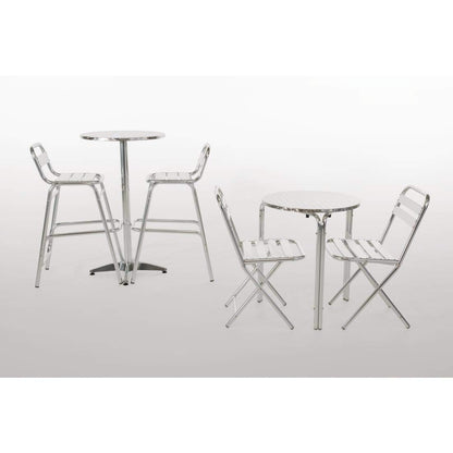 Bolero Hoge Tafel 60cm - Roestvrijstalen Weerbestendige Ronde Bar Bistro Pub Tafel Terras Tuinmeubilair voor Binnen & Buiten U502