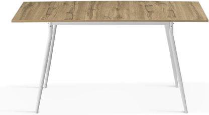 Uittrekbare Eettafel – Keukentafel – Houten Tafel – Eettafel 4-6 Personen – Uitschuifbare Tafel – Scandinavisch Design – Eiken Look – MDF Melamine – Metalen Frame