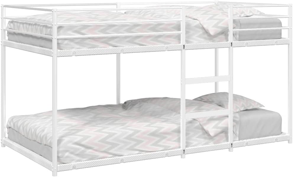 vidaXL Stapelbed zonder matras 90x200 cm staal wit, bedframe, bedbodem, slaapkamermeubilair, hoogslaper, stapelbedframe, laag stapelbedframe