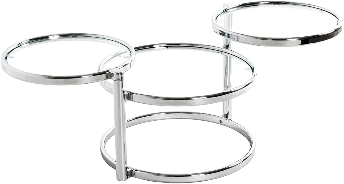 HAKU Salontafel chroom, Metaal, veiligheidsglas - Maat: B 58-140 cm x H 43 cm x D 50 cm, Stijl: Modern