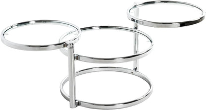 HAKU Salontafel chroom, Metaal, veiligheidsglas - Maat: B 58-140 cm x H 43 cm x D 50 cm, Stijl: Modern