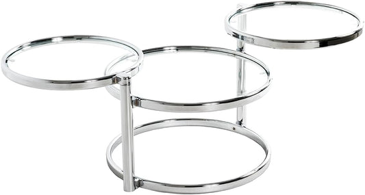 HAKU Salontafel chroom, Metaal, veiligheidsglas - Maat: B 58-140 cm x H 43 cm x D 50 cm, Stijl: Modern