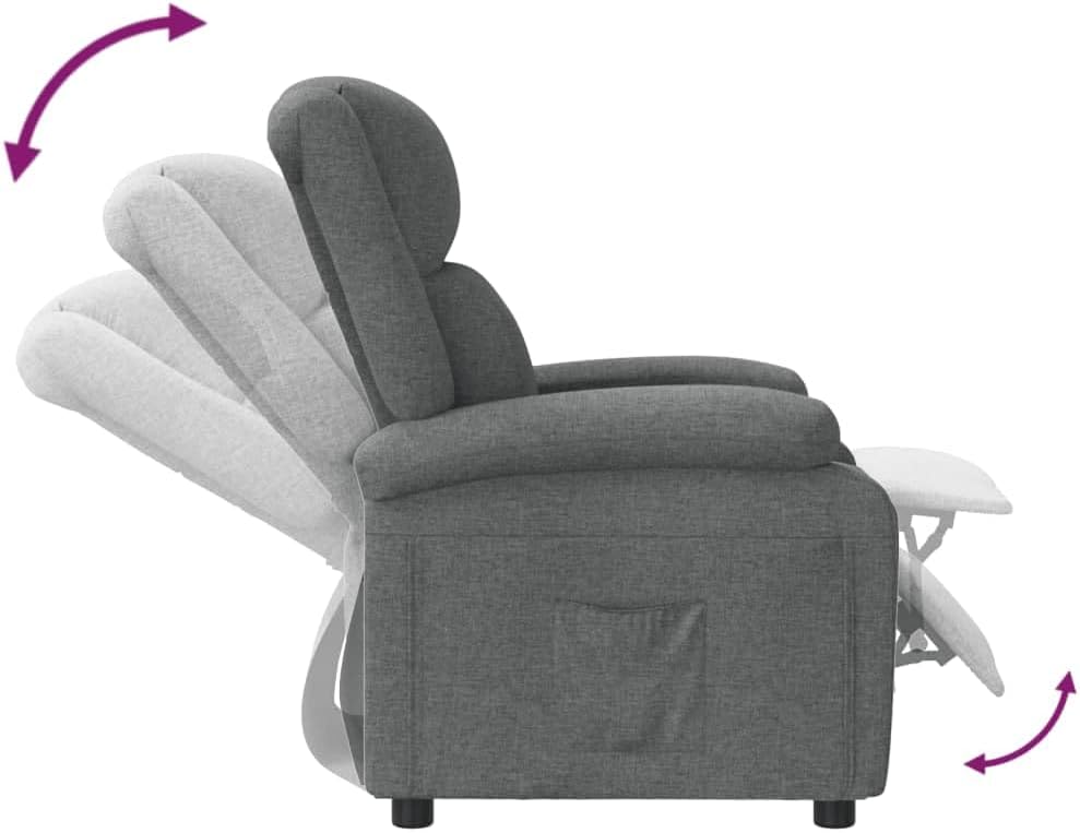 Model 340182 Dark Grey Fabric Armchair, Lounge Chair, Recliner Chair, Bedroom Chair, Model 340182 - QUORE