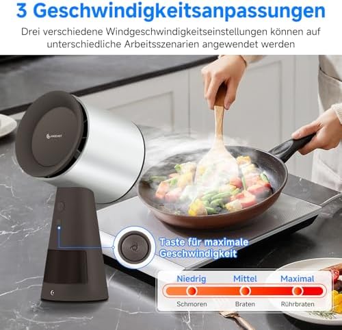Draagbare afzuigkap – Tafelafzuigkap – Keukenafzuigkap – Dampkap – Keukenventilator – Bruin – 3 snelheden – 120 m³/h zuigvermogen