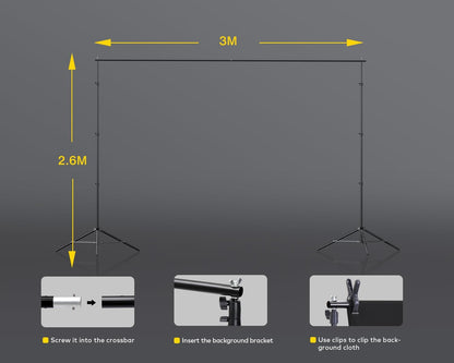 Fotografieverlichtingsset – Fotostudio Set, Studioverlichtingsset, Achtergrondset, Greenscreen Set – 2,6 x 3 M Verstelbare Achtergrondstandaard Met Groen Scherm – 190 W LED-Softboxen En Paraplu’s, 5500 K, 97 CRI
