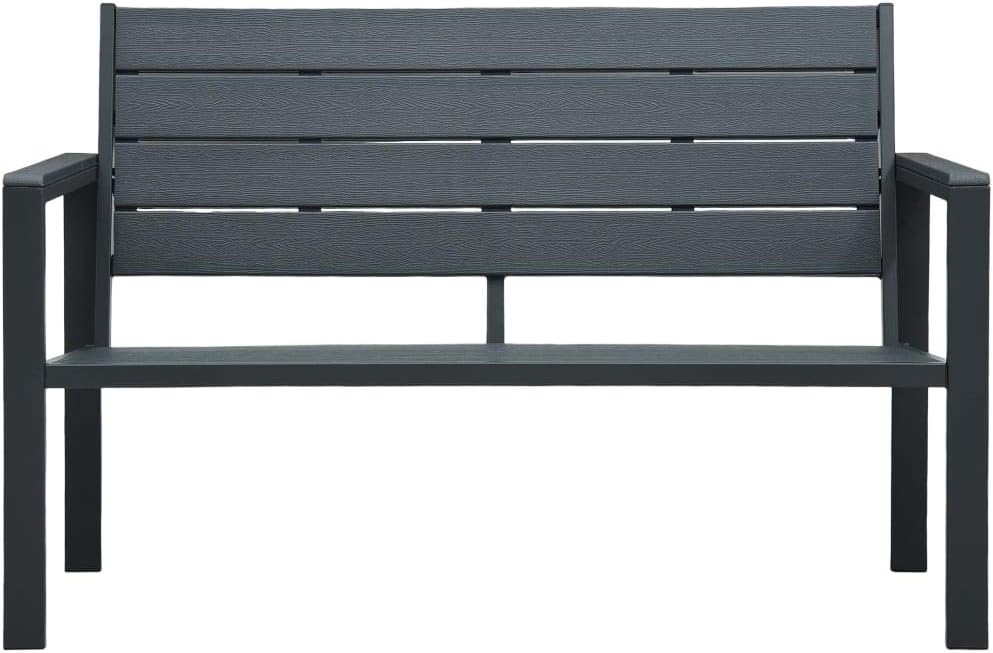 vidaXL Garden Bench Wood-look HDPE Grey Garden Bench Garden Benches Outdoor Bench Bench - QUORE