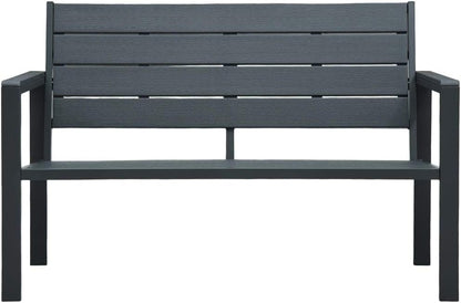 vidaXL Garden Bench Wood-look HDPE Grey Garden Bench Garden Benches Outdoor Bench Bench - QUORE