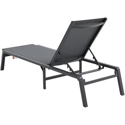 VEVOR Tuinligbed voor buiten, 2 stuks, inklapbaar, van aluminium, voor terras, met 5 verstelbare posities, volledig plat, voor strand, zwembad, outdoor, donkergrijs