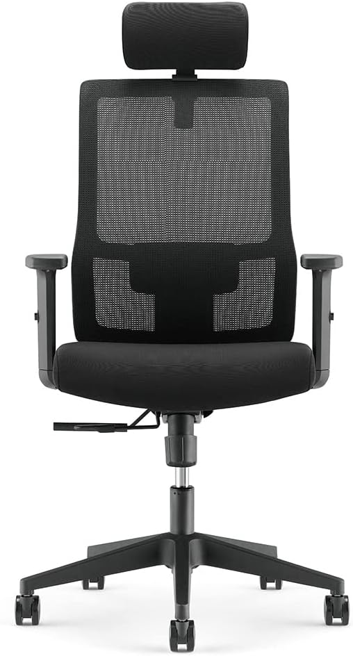 Waytex Acrux Bureaustoel, comfortabel, zwart, bureaustoel, rugleuning, in hoogte verstelbaar, lendensteun, hoofdsteun en armleuningen, verstelbare zitdiepte, draaistoel, synchroon