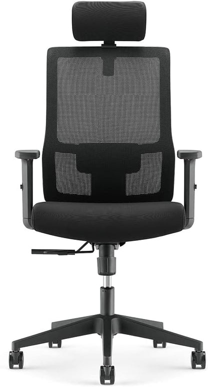 Waytex Acrux Bureaustoel, comfortabel, zwart, bureaustoel, rugleuning, in hoogte verstelbaar, lendensteun, hoofdsteun en armleuningen, verstelbare zitdiepte, draaistoel, synchroon