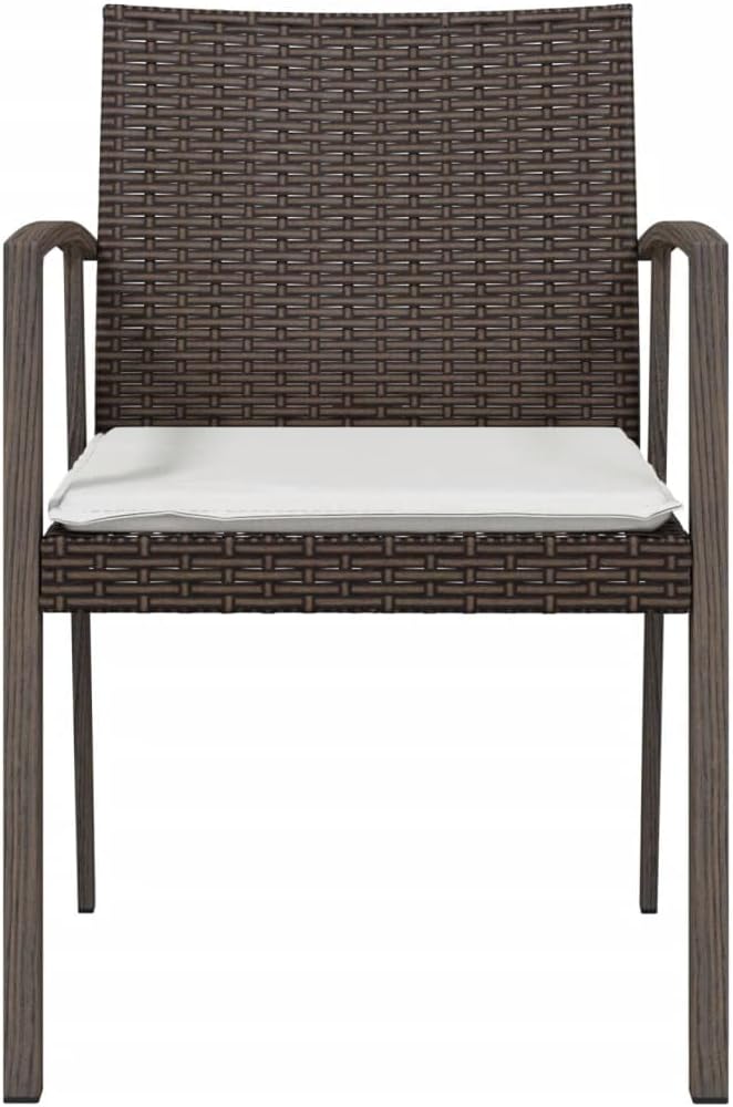 2 Pieces Synthetic Rattan Garden Chairs with Cushions, 56.5 x 57 x 83 cm, Robust Steel Structure, Durable Material, Waterproof and Easy to Clean - QUORE