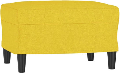 Fauteuil met kruk, lichtgeel, 60 cm, stof, beklede stoel, relaxstoel, comfortabel, ontspannen, duurzaam, robuust frame, veelzijdige voetenbank, modern design