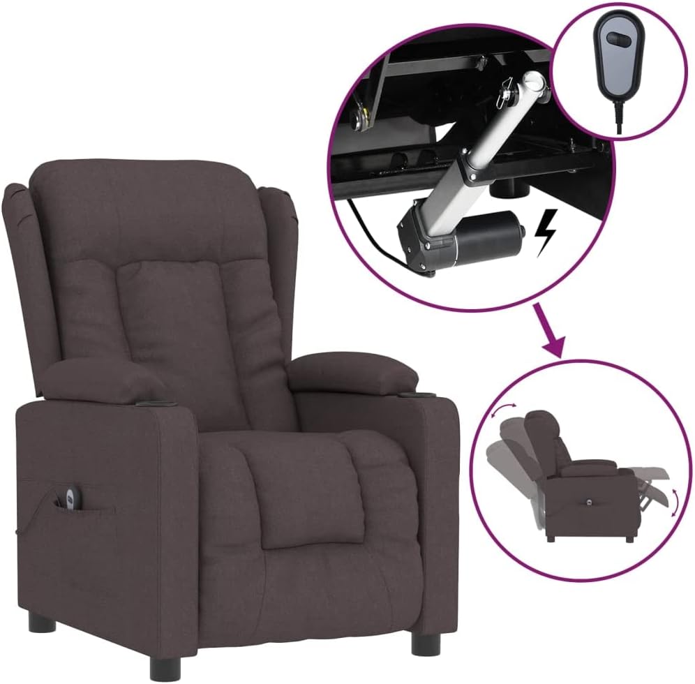 Elektrische Relaxfauteuil – Elektrische Relaxstoel – TV Stoel – Ligstoel – Relaxstoel – 3 Verstelbare Standen – Donkerbruine Polyester Bekleding