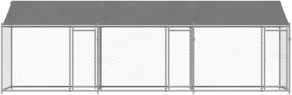 Dog Cage with Roof and Doors, Grey, 6x2x2 m, Galvanized Steel, Walk-In Chicken Coop, Galvanized Chicken Coop, Chicken Coop, Chicken Coop, Backyard