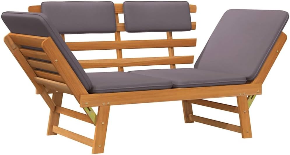 vidaXL Lounger with cushion 2-in-1 190 cm solid acacia wood