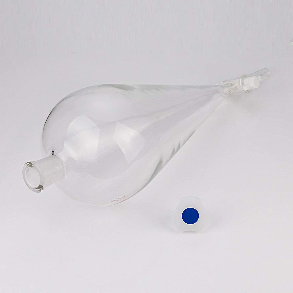 stonylab Borosilicaat Glas 2000ml Zware Wand Conische Scheitrechter met 24/40 Gewrichten en PTFE Afsluitkraan, 2000ml