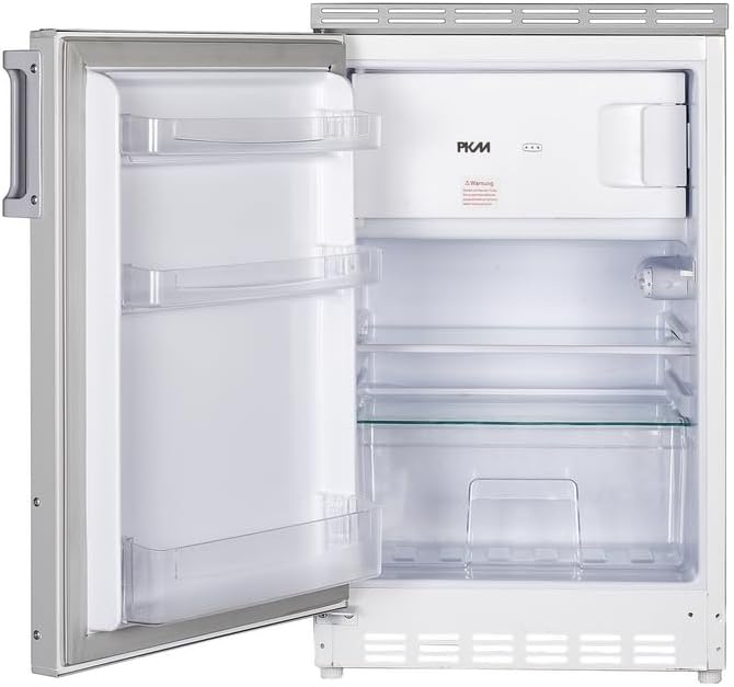 PKM KS82.3EUB Undercounter Fridge with Freezer Compartment, 83 Litres Net Capacity, Interchangeable Door Hall, Height Adjustable Legs, LED Lighting, 41 dB 50 cm Width, White - QUORE