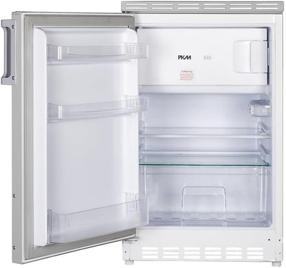 PKM KS82.3EUB Undercounter Fridge with Freezer Compartment, 83 Litres Net Capacity, Interchangeable Door Hall, Height Adjustable Legs, LED Lighting, 41 dB 50 cm Width, White - QUORE