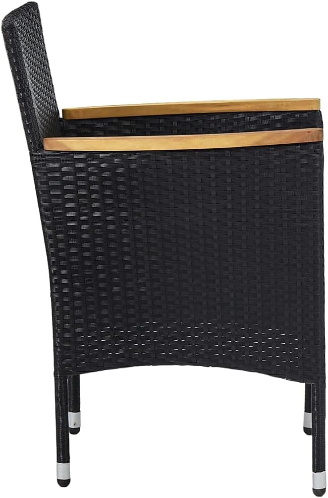 Tuinstoelen – Buitenstoelen – Tuinmeubilair – Balkonstoelen – Poly Rattan Stoelen – Weerbestendig – Met Acaciahouten Armleuningen