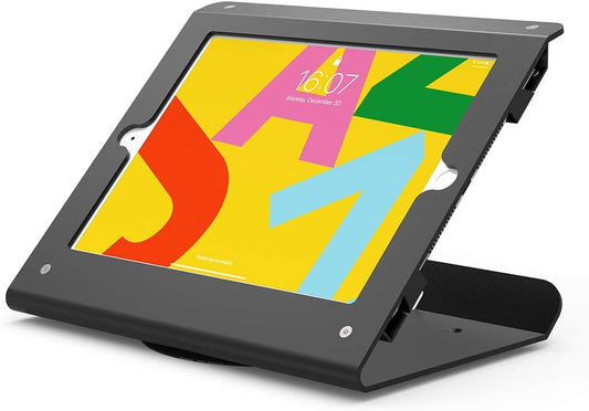 Retail iPad-Standaard Voor 10,2 Inch 9e 8e 7e Generatie, Zakelijke Desktop POS Standaard, Antidiefstal Kiosk Aanrecht Houder, 360° Draaibare Basis, Metaal, Zwart