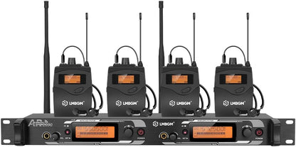 Draadloos In-Ear Monitorsysteem – In-Ear Monitor – Draadloos Monitorsysteem – Podium Monitor – IEM Systeem – 2 Kanalen, 4 Bodypack Ontvangers – Ultra Lage Latentie Van Minder Dan 5 Ms – Bereik Tot 100 Meter