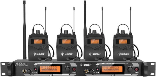 Draadloos In-Ear Monitorsysteem – In-Ear Monitor – Draadloos Monitorsysteem – Podium Monitor – IEM Systeem – 2 Kanalen, 4 Bodypack Ontvangers – Ultra Lage Latentie Van Minder Dan 5 Ms – Bereik Tot 100 Meter