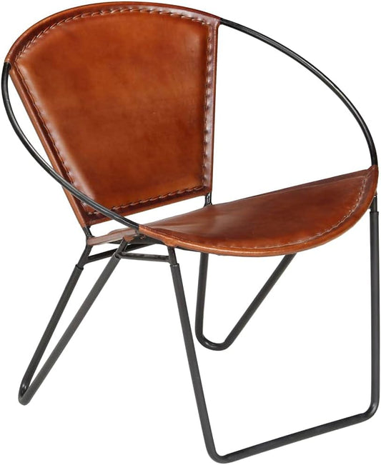 Fauteuil bruin echt leer, loungestoel, televisiestoel, relaxstoel, bureaustoel, stoel voor slaapkamer, woonkamer, werkkamer, kantoor