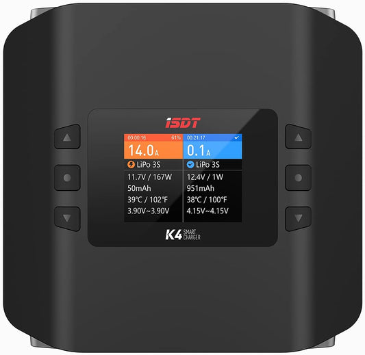 ISDT K4 Lipo acculader AC 400W / DC 600WX2 oplader Balance ontlader voor Life/Lilon/LiPo 1-8S/LiHv/Pb/NiMH RC batterijen