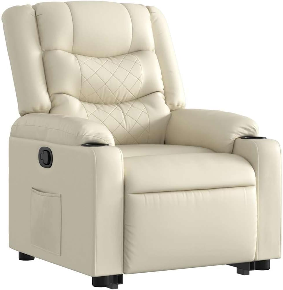 Sta-Op Fauteuil – Relaxstoel – Verstelbare Stoel – Elektrische Stoel – Kunstleren Fauteuil – Elektrische Sta-Op Functie – Crème Kunstleer