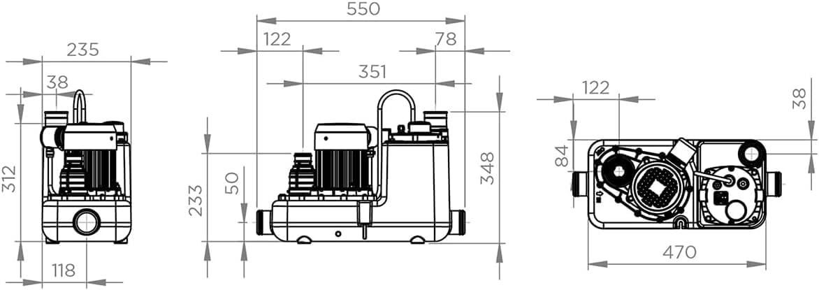 SFA - Sanifos 110 - Grijs- en regenwaterpompstation - Ondergronds - Automatische pomp - Eenvoudige installatie en bediening - 4 inlaten - Huis - 72,2 x 58,6 x 51,5 cm - Gemaakt in Frankrijk