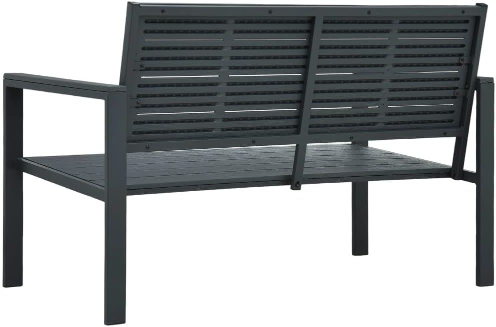vidaXL Garden Bench Wood-look HDPE Grey Garden Bench Garden Benches Outdoor Bench Bench - QUORE