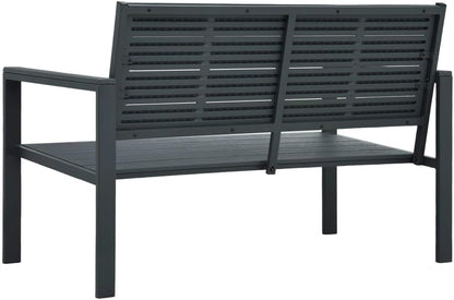 vidaXL Garden Bench Wood-look HDPE Grey Garden Bench Garden Benches Outdoor Bench Bench - QUORE