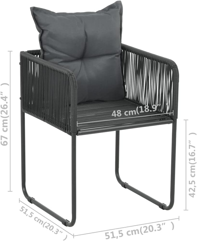 vidaXL Garden chairs 6 pcs with cushions poly rattan black - QUORE