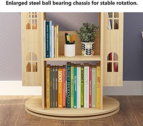 Roterende Boekenplank – Boekenrek – Boekenkast – Opbergrek – Kinderboekenkast – 360° Draaibaar – Van Ongeverfd Grenenhout Met Stalen Kogellagers