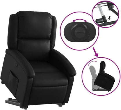 Tv-Fauteuil – Relaxfauteuil – Sta-Op Stoel – Elektrische Liftstoel – Tv-Relaxstoel – Met Elektrisch Motormechanisme – Verstelbare Rugleuning Tot 135° – Bekleed Met Duurzaam Kunstleer Zwart